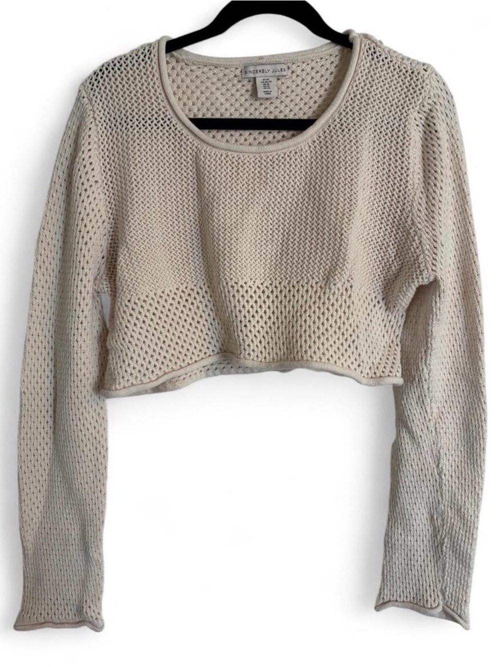 Sincerely Jules Open Knit Crop Sweater XL coquette